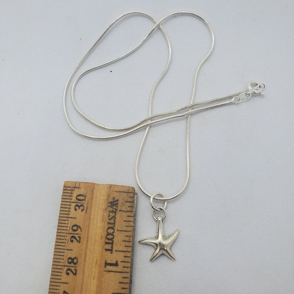 18" Sterling Silver Starfish and Snake Chain Necklace 925